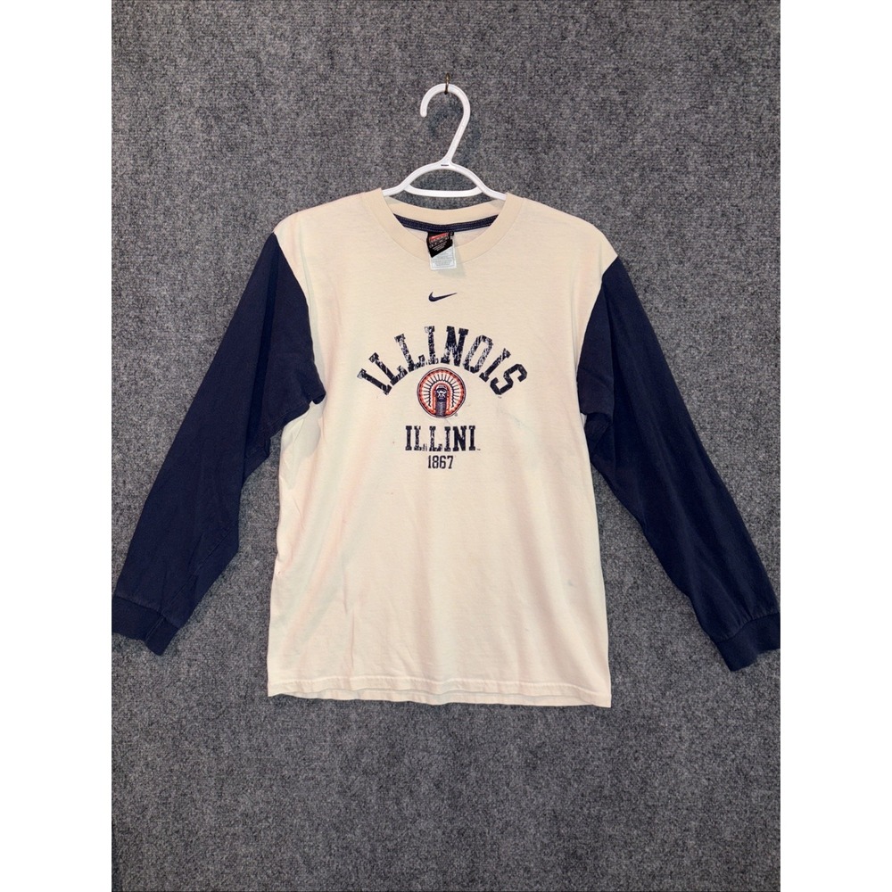 VTG Nike Team Illinois Football Mens Chief Illiniwek Fighting Illini Sz S Center